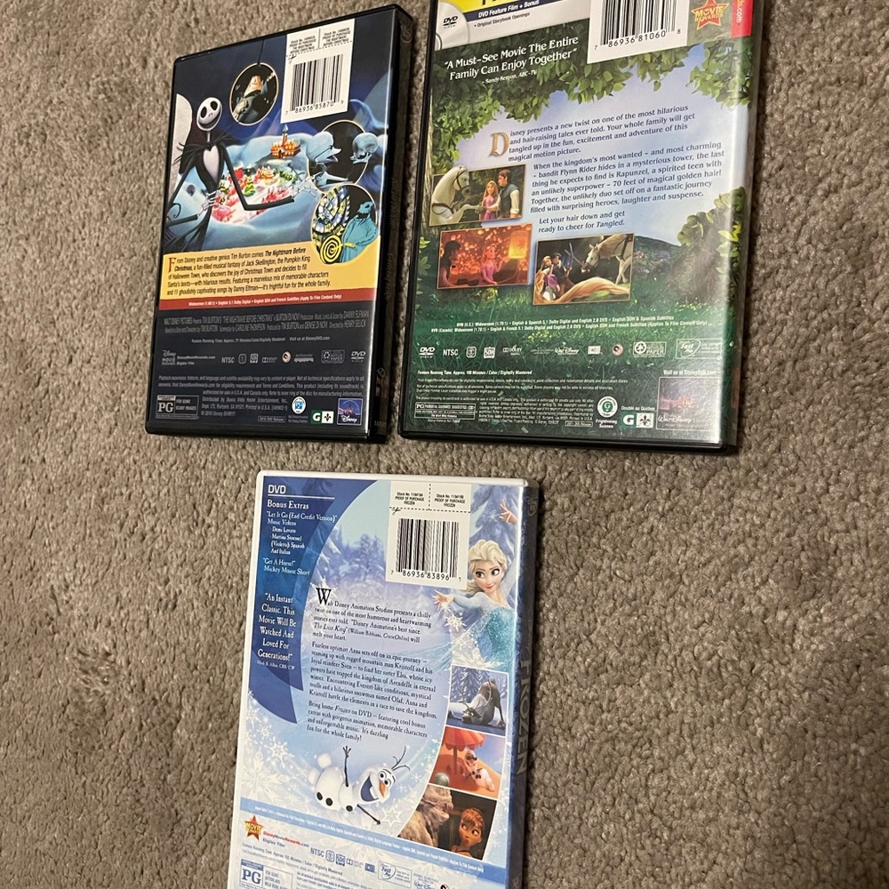 Disney DVD Set: Tangled, Frozen, Nightmare Before Christmas - Picture 2 of 2